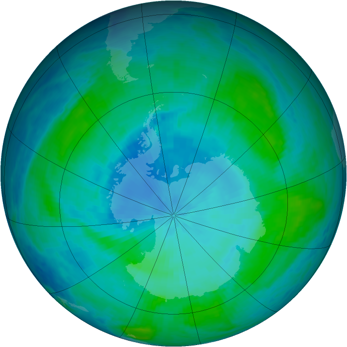 Antarctic ozone map for 02 February 1986